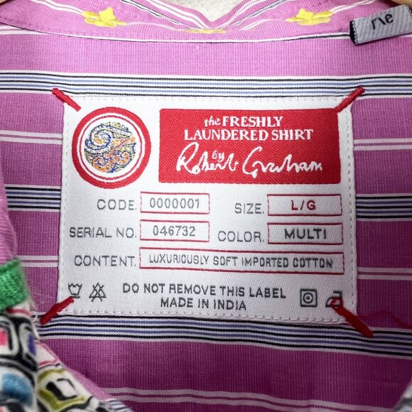 Robert Graham embroidered purple stripe button down Freshly Laundered Shirt - Picture 9 of 11